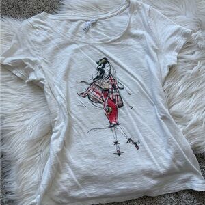 Elle Glamorous Woman Motif Graphic Tee Embroidered Sequin 2000s Shirt